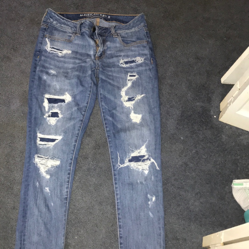 Dark wash ripped jeans by American eagle